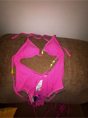 Pink Women’s One-Piece Swim - Cutout Halter Style